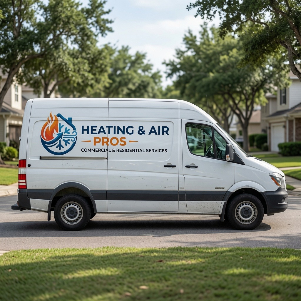 Local heating and air service van serving Tucson